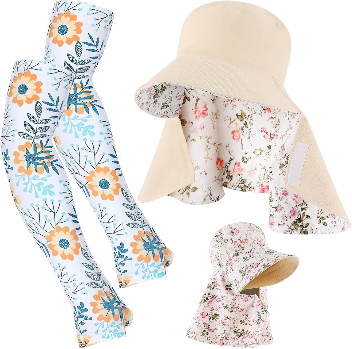 Sun Hat Wide Brim - 2 Pcs Floral Garden Hat for