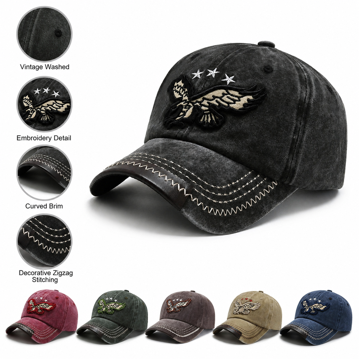 Baseball Cap Structured - Vintage Washed Cotton Baseball Cap Men