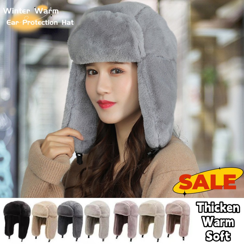New Winter Warm Thick Plush Bo - Trapper Hat Ear Flap ulasan dan harga