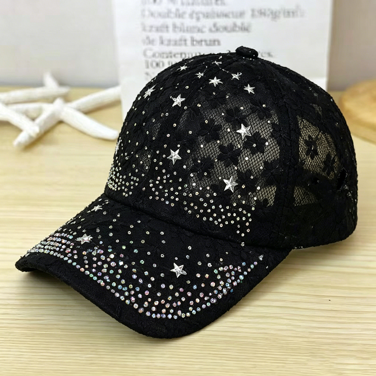 Shiny Rhinestone Lace Flower B - Baseball Cap Structured ulasan dan harga