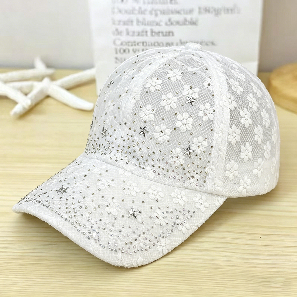 Shiny Rhinestone Lace Flower B - Baseball Cap Structured ulasan dan harga