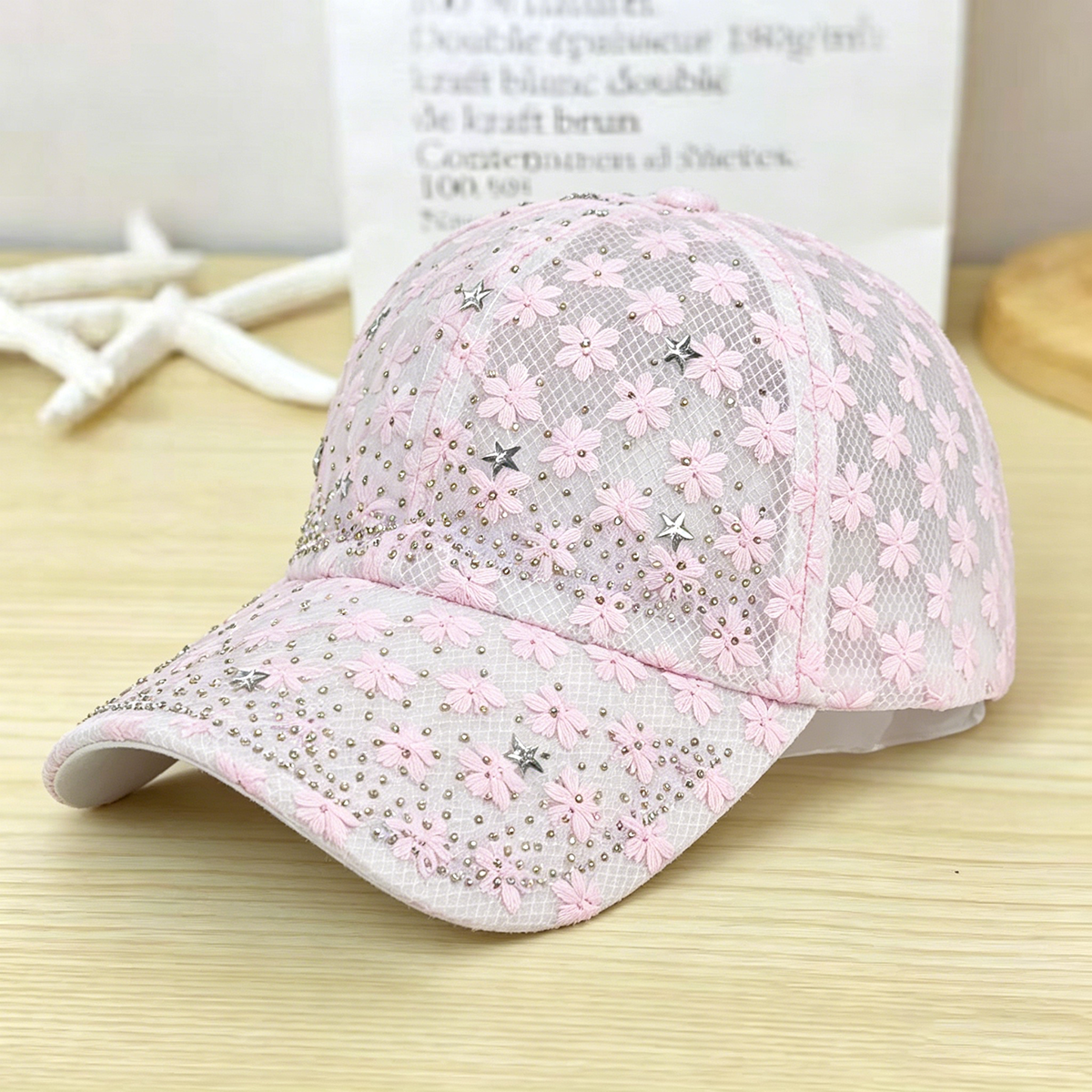 Shiny Rhinestone Lace Flower B - Baseball Cap Structured ulasan dan harga