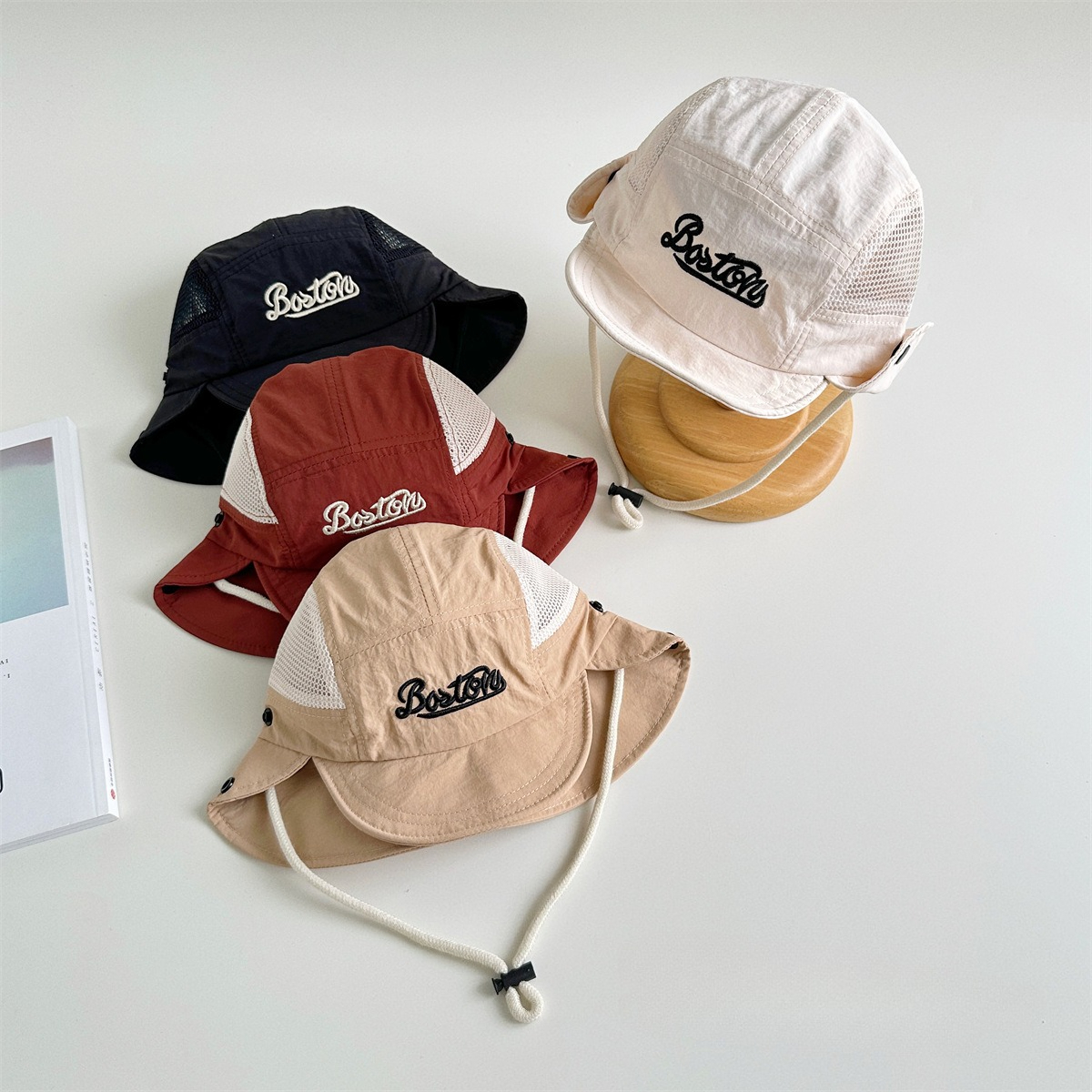 Letter Embroidered Baby Sun Ha - Bucket Hat Cotton ulasan dan harga