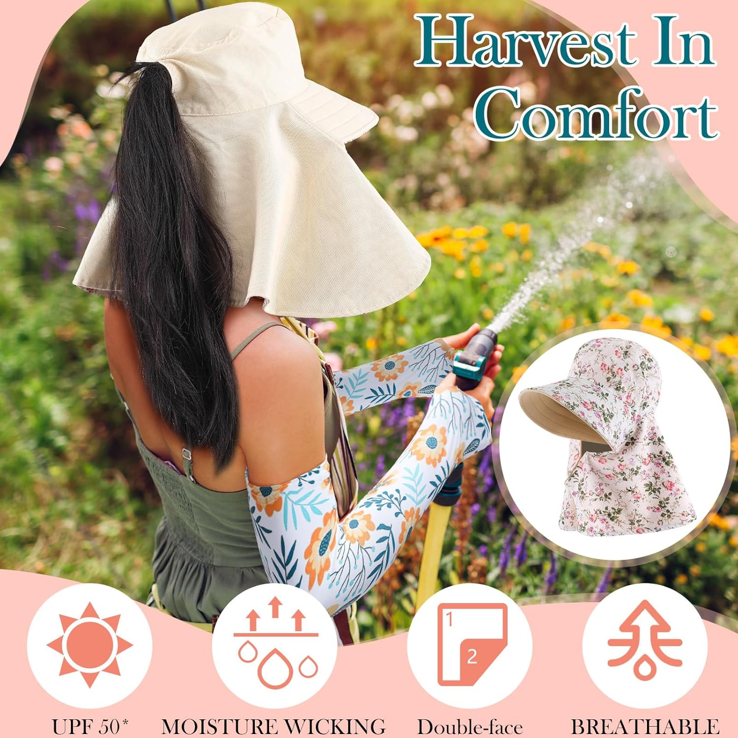 2 Pcs Floral Garden Hat for Wo - Sun Hat Wide Brim ulasan dan harga
