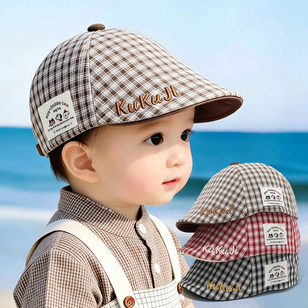 Fashion Children Checkered Ber - Visor Sun Hat ulasan dan harga