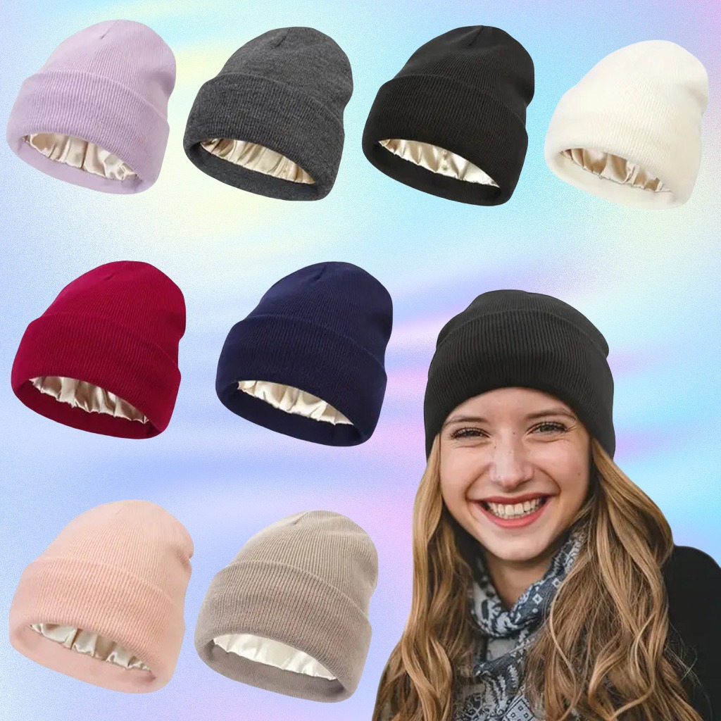 Unisex Satin Lined Anti Static - Beanie Cuffed Knit ulasan dan harga