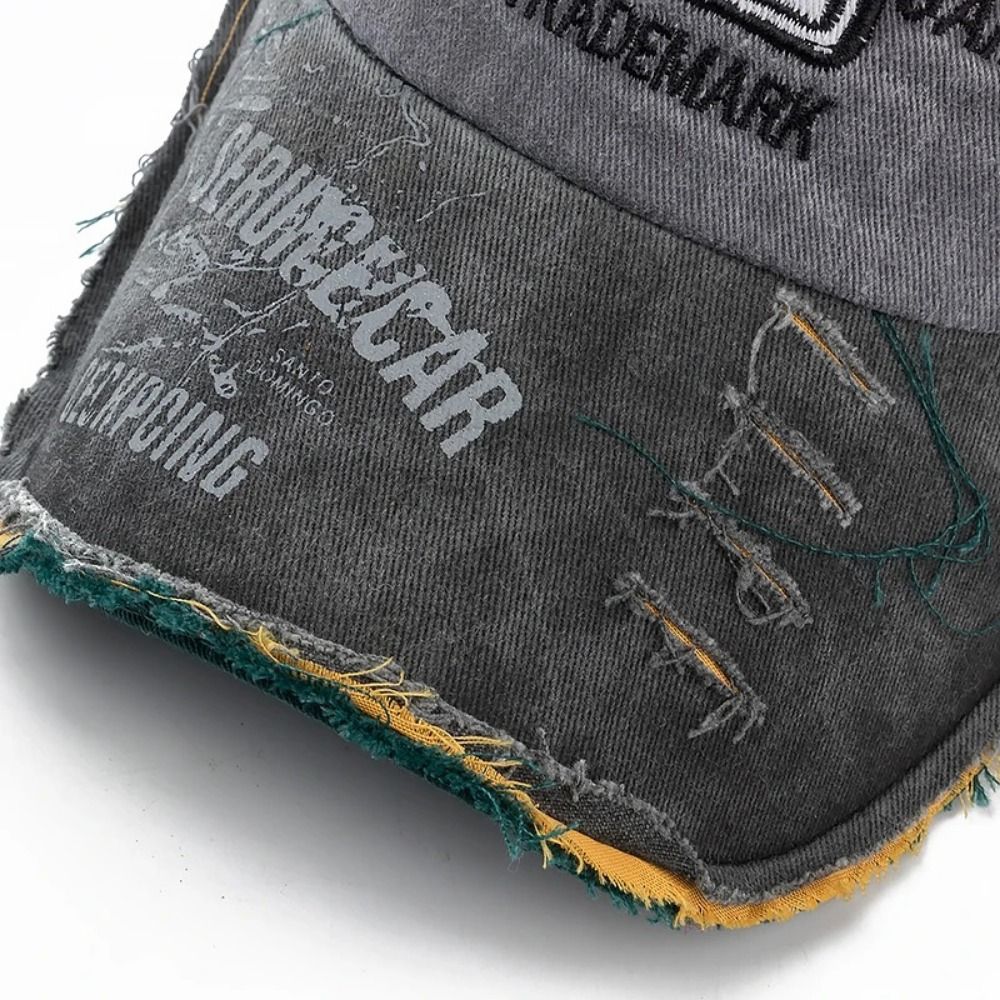 Outdoor Washed Denim Letters B - Dad Hat Cotton ulasan dan harga