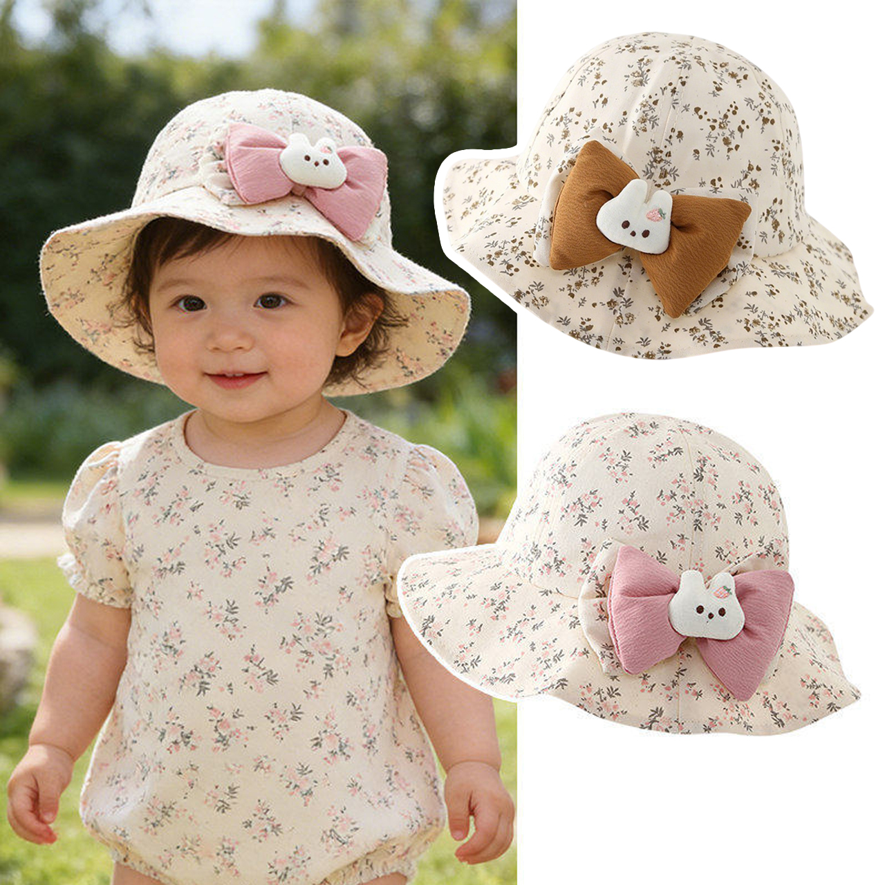Baby Ruffle Brim Basin Cap Spr - Bucket Hat Cotton ulasan dan harga
