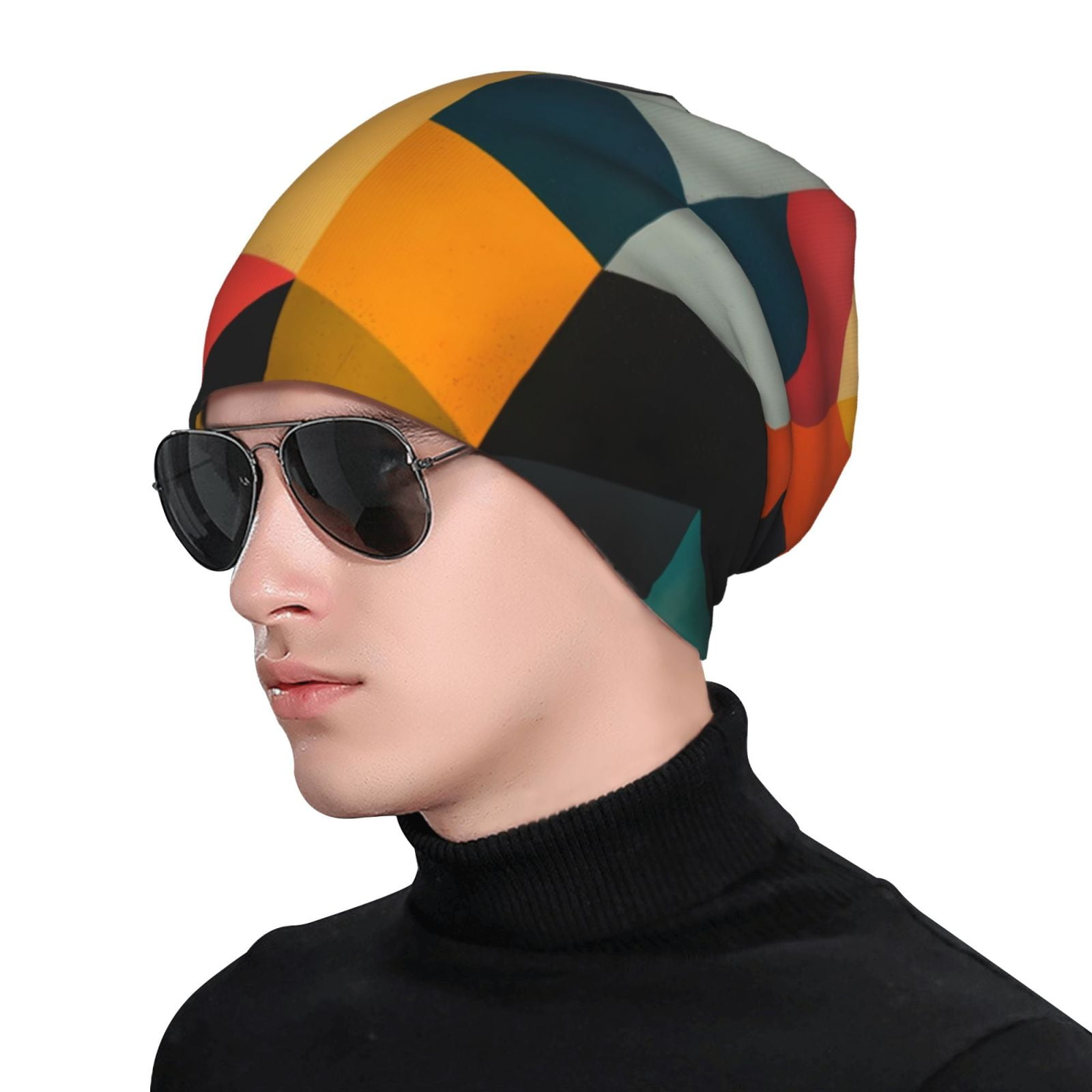 Geometric Cube Pattern Art Pri - Beanie Cuffed Knit ulasan dan harga