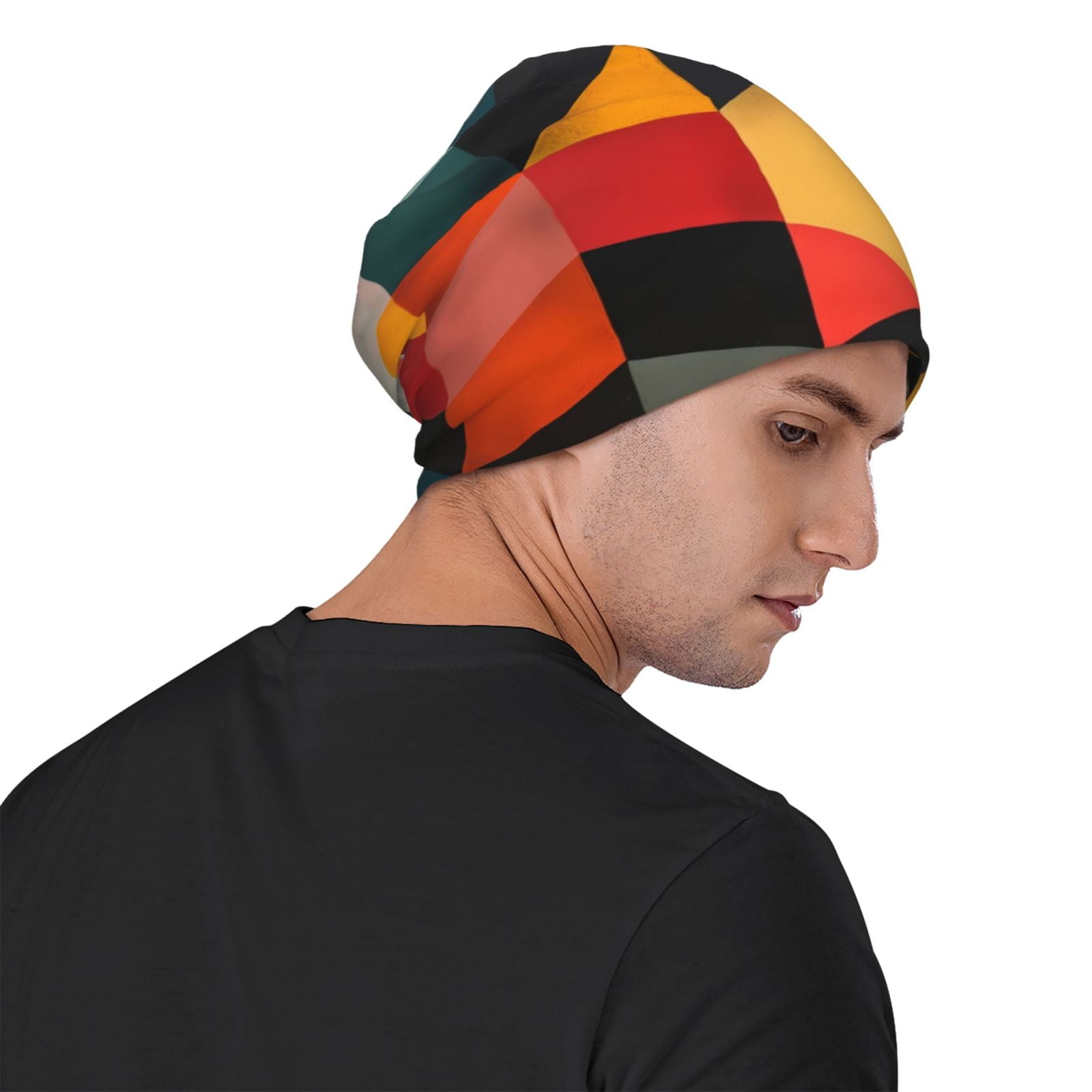 Geometric Cube Pattern Art Pri - Beanie Cuffed Knit ulasan dan harga