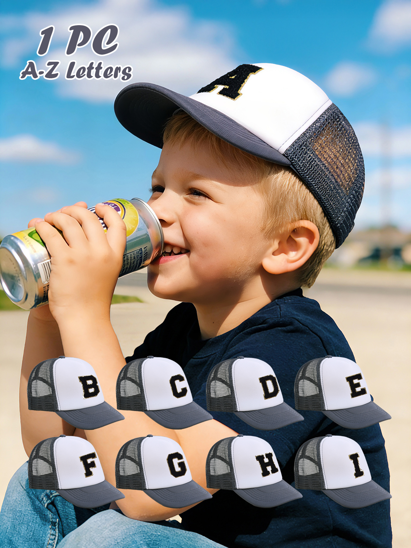 1pc Gray Hat With 26-Letter Pa - Visor Sun Hat ulasan dan harga