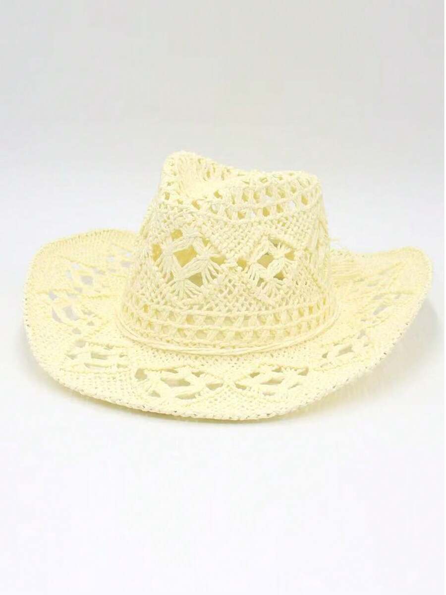 Unisex Straw Cowboy Hat With B - Cowboy Hat Straw ulasan dan harga