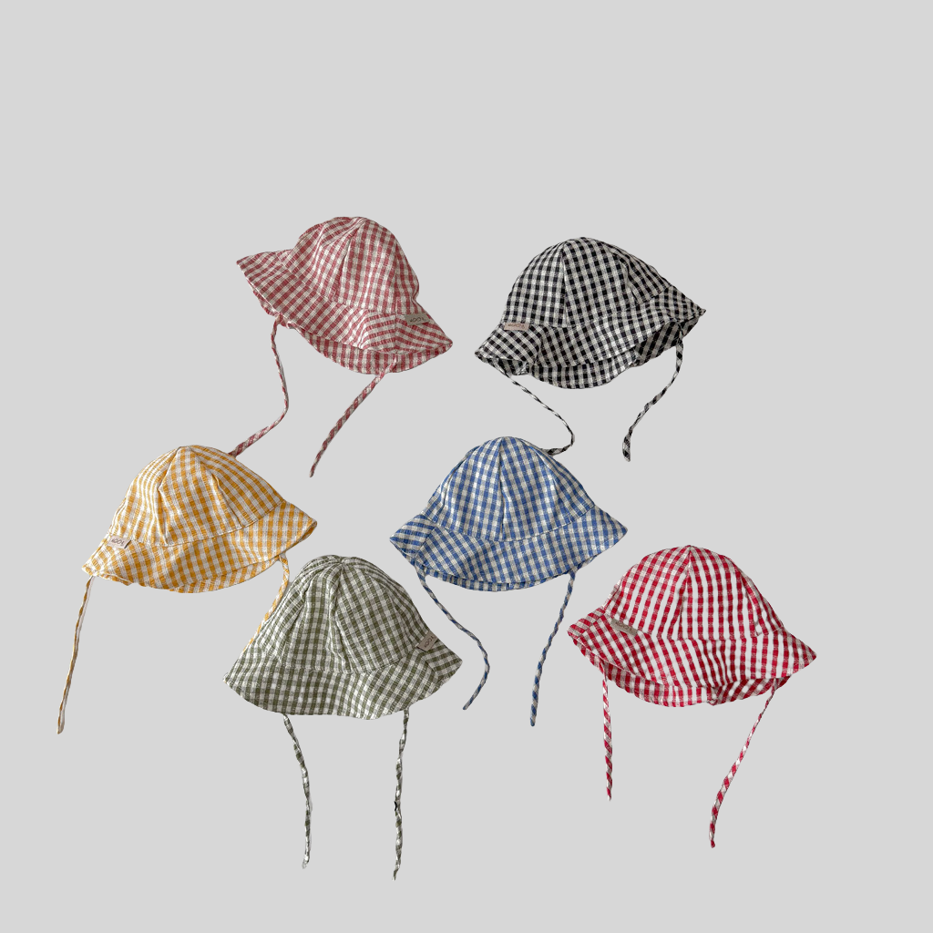 Ins Style Plaid Baby Bucket Ha - Sun Hat Wide Brim ulasan dan harga