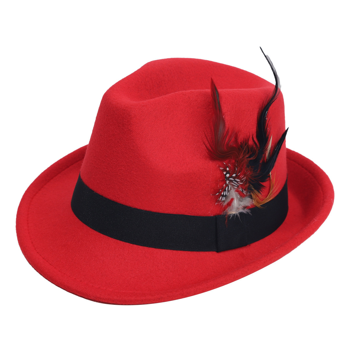 Hot-Selling Feather Top Hat Br - Fedora Hat Wool ulasan dan harga